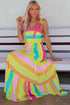 Color Block Striped Bow Knot Straps Maxi Dress